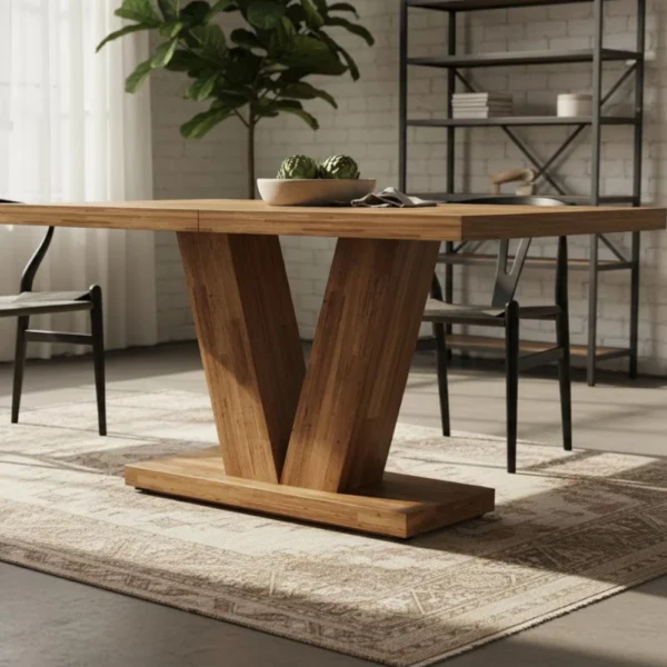 The Artisan Solid Wood V-Pedestal Dining Table