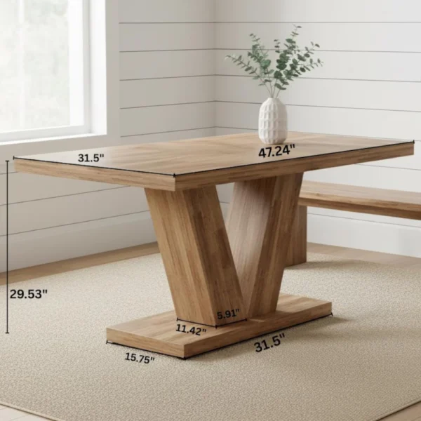 The Artisan Solid Wood V-Pedestal Dining Table